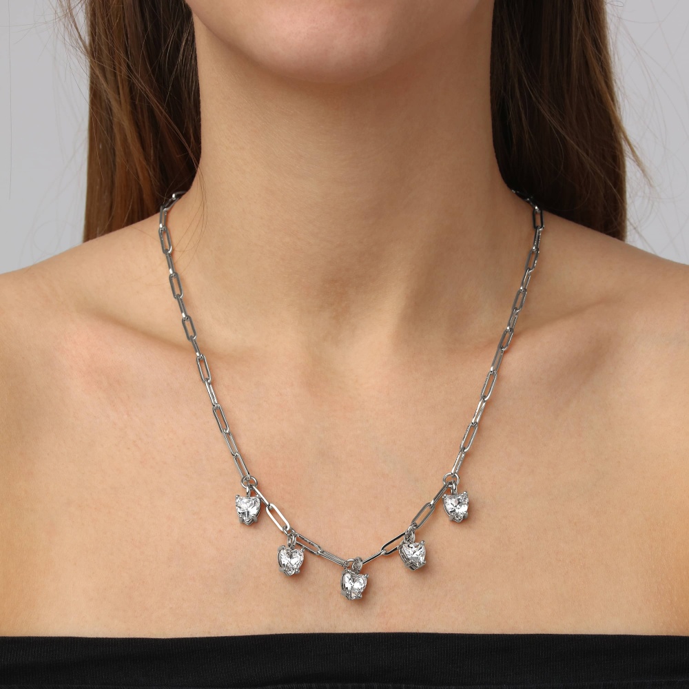 Dyrberg Kern Soul Silver Necklace - Crystal - McCloys Jewellery